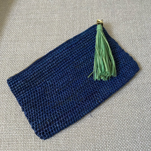 Tori Richard Navy and Mint Clutch - Picture 1 of 4